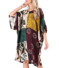 Rochie oversize din viscoza cu imprimeu artistic