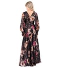Rochie lunga de seara din voal imprimat cu motive florale