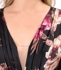 Rochie lunga de seara din voal imprimat cu motive florale