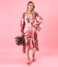 Rochie de seara din voal imprimat cu motive florale