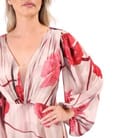 Rochie de seara din voal imprimat cu motive florale