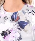 Rochie midi lejera din viscoza cu matase naturala imprimata cu motive florale