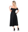 Rochie eleganta de seara cu umeri goi din brocart elastic cu motive florale