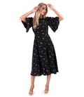 Rochie midi din viscoza imprimata cu motive geometrice