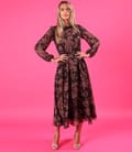 Rochie midi din voal imprimat cu motive paisley