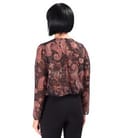 Bluza cu falduri la decolteu din voal imprimat cu motive paisley