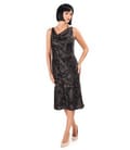 Rochie midi pe bie imprimata cu motive aurii