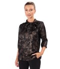 Bluza eleganta imprimata cu motive aurii si guler esarfa
