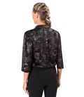 Bluza eleganta imprimata cu motive aurii si guler esarfa
