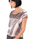 Bluza eleganta din organza plina de viscoza cu efect metalizat