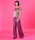 Bluza eleganta din organza plina de viscoza cu efect metalizat