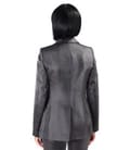 Sacou elegant satinat cu rever si floare decorativa