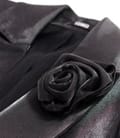 Sacou elegant satinat cu rever si floare decorativa