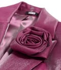 Sacou elegant satinat cu rever si floare decorativa