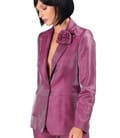 Sacou elegant satinat cu rever si floare decorativa