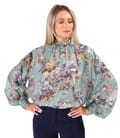 Bluza eleganta din Tencel imprimat cu motive florale