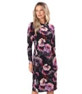 Rochie eleganta din jerse elastic gros imprimat cu motive florale