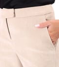 Pantaloni drepti din stofa groasa cu lycra si viscoza