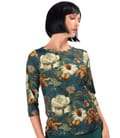 Bluza din jerse elastic de viscoza imprimat cu motive florale