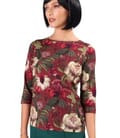 Bluza din jerse elastic de viscoza imprimat cu motive florale