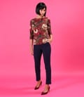 Bluza din jerse elastic de viscoza imprimat cu motive florale