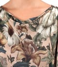 Rochie midi din viscoza cu matase naturala imprimata cu motive florale