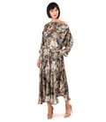Rochie midi din viscoza cu matase naturala imprimata cu motive florale