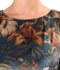 Rochie eleganta din catifea densa imprimata cu motive florale