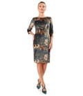 Rochie eleganta din catifea densa imprimata cu motive florale
