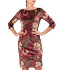 Rochie eleganta din catifea densa imprimata cu motive florale