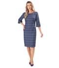 Rochie office in carouri cu bumbac si lana
