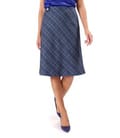 Fusta office evazata in carouri cu bumbac si lana