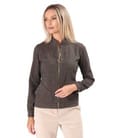 Hanorac tip bomber cu fermoar si textura in spic