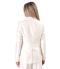 Sacou elegant satinat cu rever si floare decorativa