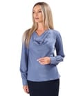 Bluza eleganta cu decolteu drapat si maneci lungi
