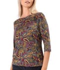 Bluza din jerse elastic de viscoza imprimat cu motive paisley