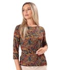 Bluza din jerse elastic de viscoza imprimat cu motive paisley