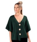 Cardigan lejer tricotat cu nasturi aurii tip brosa