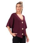 Cardigan lejer tricotat cu nasturi aurii tip brosa