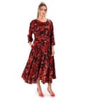 Rochie midi eleganta din saten imprimat