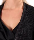 Cardigan lung tricotat cu fir de efect