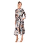 Rochie midi eleganta din saten imprimat cu motive geometrice