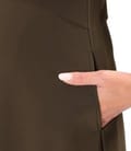 Rochie office evazata cu fermoar auriu si buzunare laterale