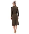 Rochie office evazata cu fermoar auriu si buzunare laterale
