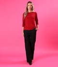Bluza din jerse elastic uni cu snur in partea de jos