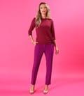 Bluza din jerse elastic uni cu snur in partea de jos
