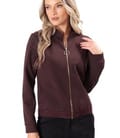 Bluza din stofa plina tip scuba cu bumbac cu fermoar pe fata