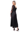 Rochie midi satinata cu maneci lungi din dantela