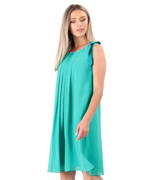 Rochie din voal cu falduri si cristale