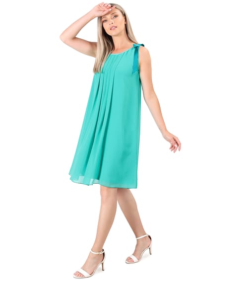 Rochie din voal cu falduri si cristale